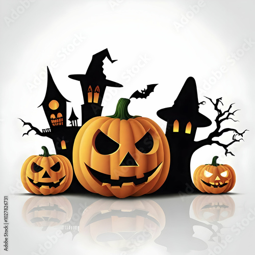 halloween pumpkin with bats