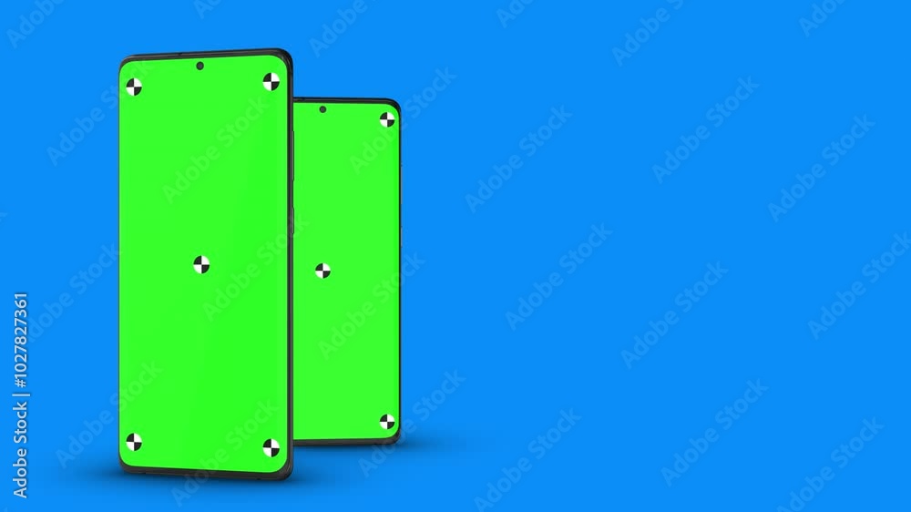 Smartphone Mockup Series With Green Screen Isolated On The Green Screen Background. Smartphone Mockup Series With Green Screen Isolated On The Green Screen Background.