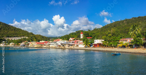 Deshaies waterfront under late afternoon sun, this quaint village is the main filming location of TV series 