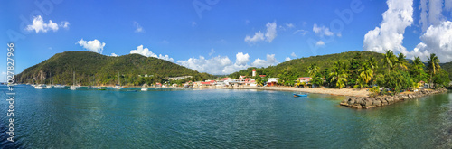 Deshaies waterfront under late afternoon sun, this quaint village is the main filming location of TV series 