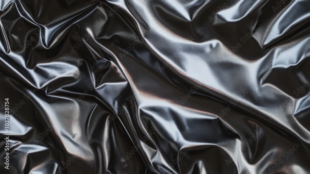 Close-up of Draped Metallic Fabric with a Smooth, Reflective Surface Close-up of Draped Metallic Fabric with a Smooth, Reflective Surface