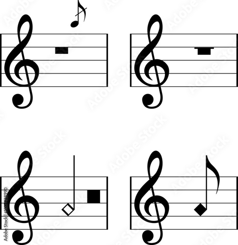 Music note icon set. Music notes vector illustration.