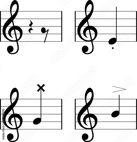 Music note icon set. Music notes vector illustration.