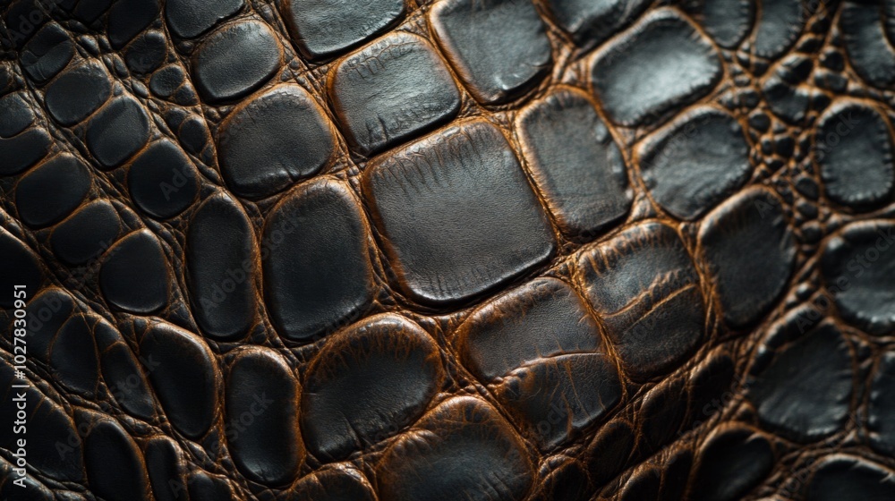 Close-up of Dark Brown Alligator Leather Texture Close-up of Dark Brown Alligator Leather Texture
