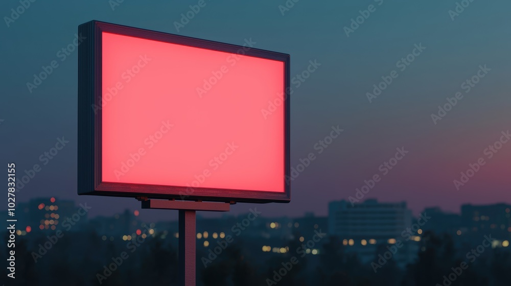 Empty advertising billboard at twilight