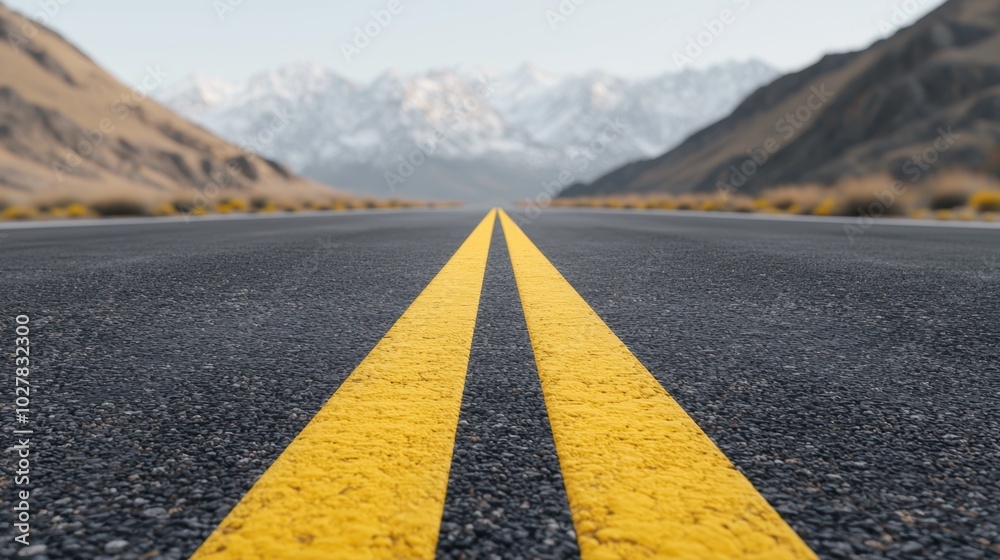 Fototapeta premium Empty highway leading towards mountainous landscape