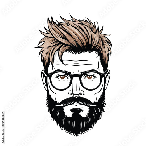 vector illustration of a bearded man
