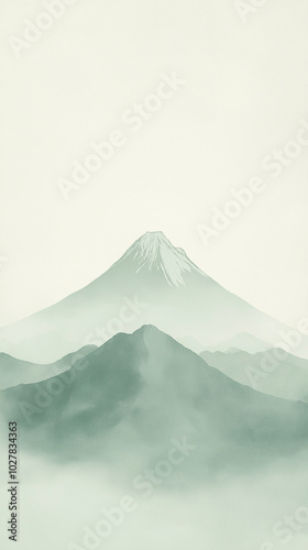 Gently Rounded Mountain Peak with Flowing Clouds