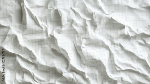 Crumpled White Gridded Paper Texture photo