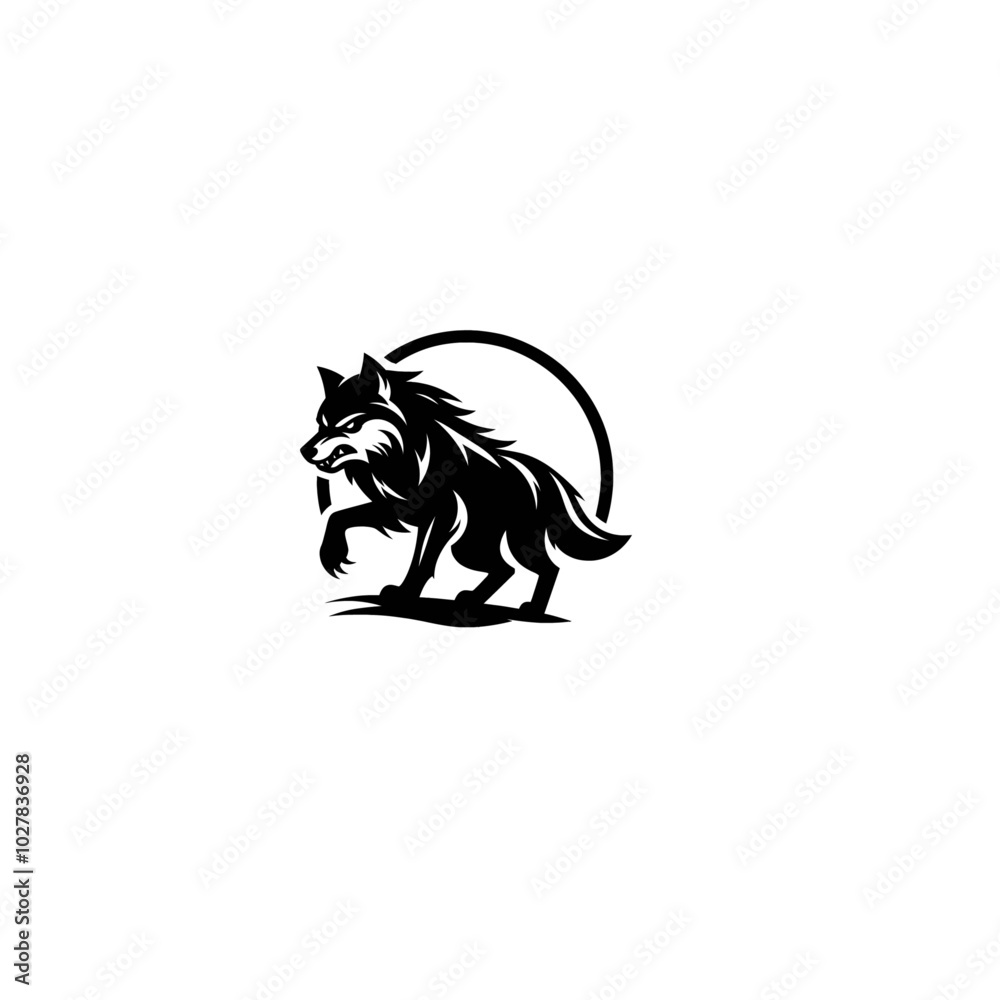 Fototapeta premium wolf silhouette vector icon with white background.
