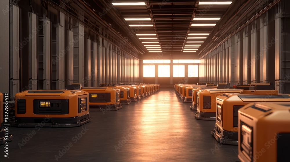 Industrial storage area with generators Industrial storage area with generators