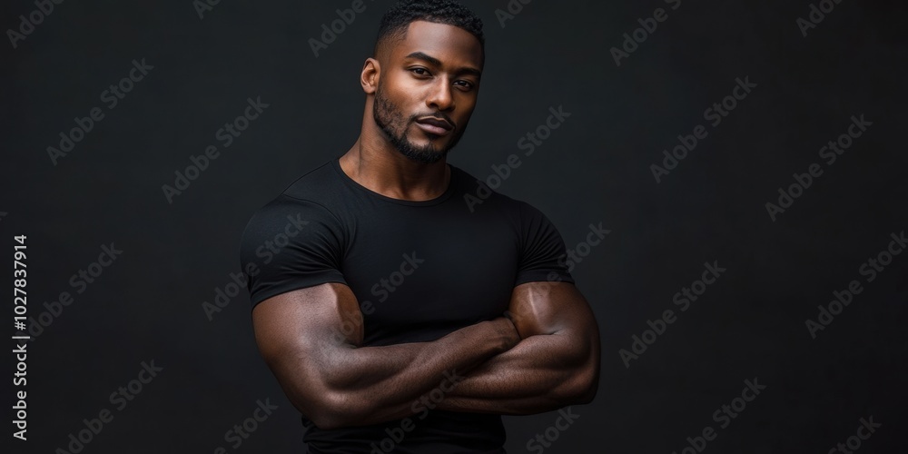 Fototapeta premium Muscular Man in Black