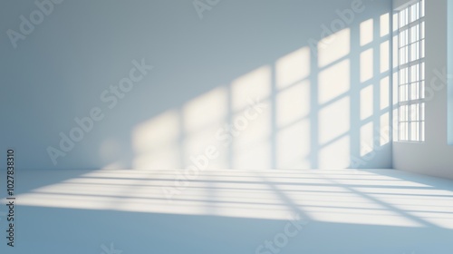 Minimalist room with sunlight shadows