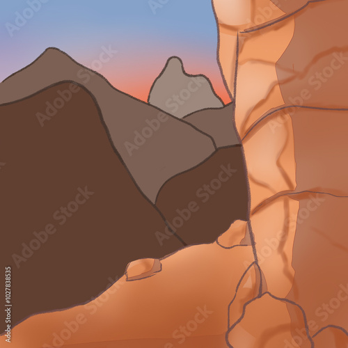 desert landscape with mountains
