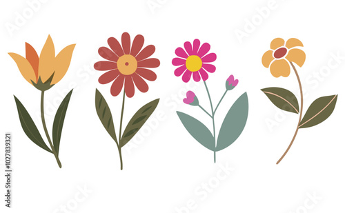 Set of  colorful flowers. Abstract origami flowers icons. style for banners, wallpaper, posters, websites, .Vector illustration design and creative idea,eps 10.