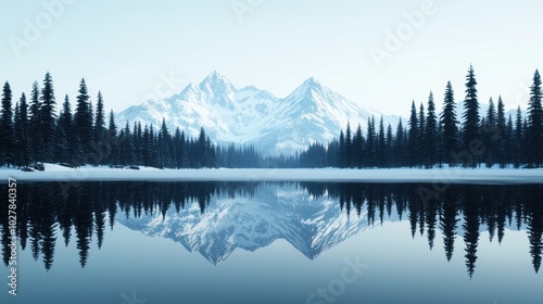 Mountain reflection in serene lake landscape