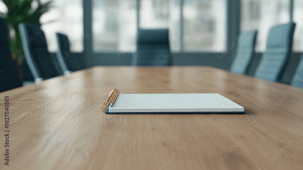 Notepad on conference table, modern office