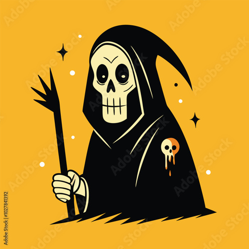 Captivating hand drawn depiction of the Grim Reaper, evoking a sense of intrigue and contemplation about the mysteries of life