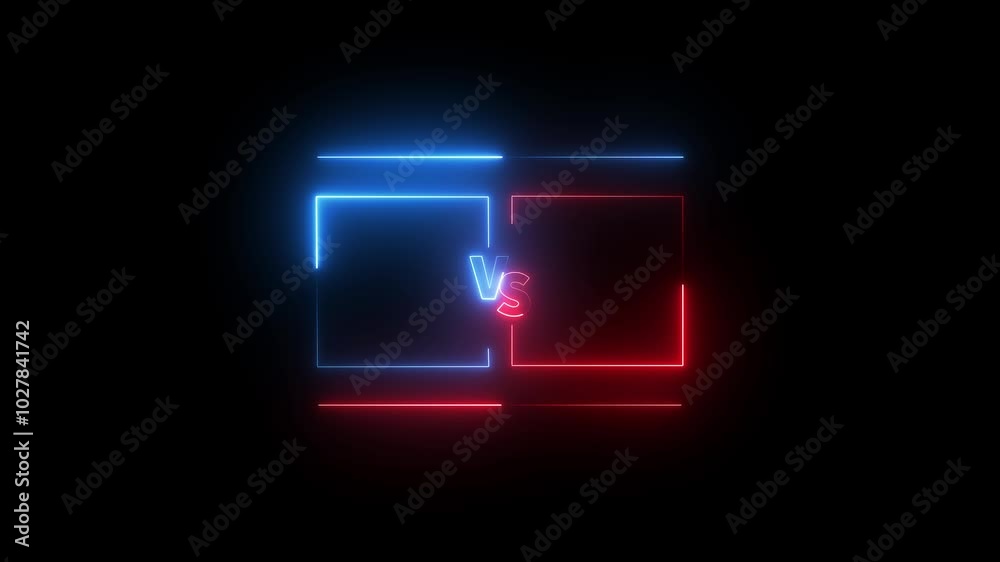 VS versus bars neon animated versus vs bars neon animation. pink and red color shine vs icon, on black background. VS versus bars neon animated versus vs bars neon animation. pink and red color shine vs icon, on black background.