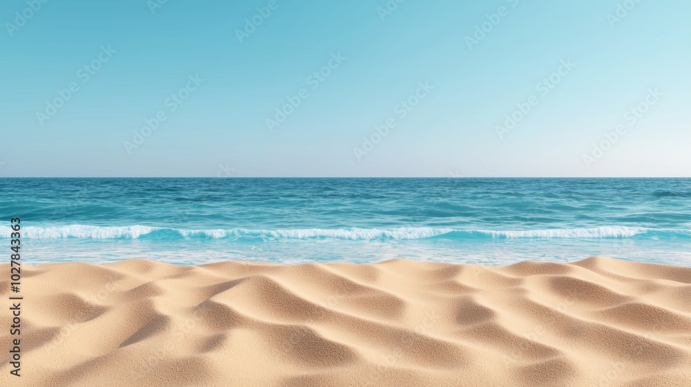 Obraz premium Sandy beach with calm ocean waves