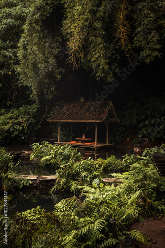 Experience the serene beauty of Ubud, Bali, where lush jungles meet ancient temple pavilion, blending nature with spirituality in a stunning tropical setting. Indonesian resort