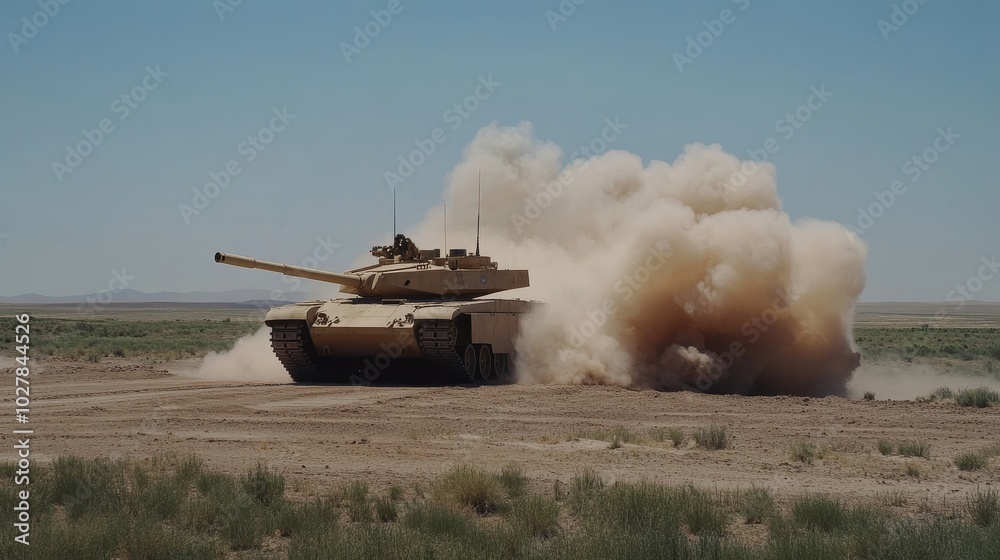 Armored Juggernaut: Tank Crushing Through the Desert Armored Juggernaut: Tank Crushing Through the Desert