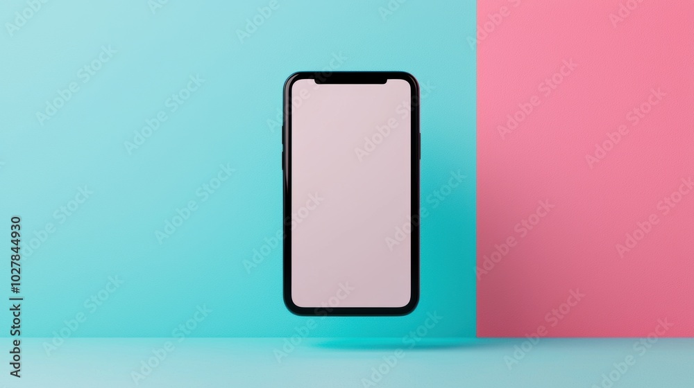 Smartphone on pastel colored background