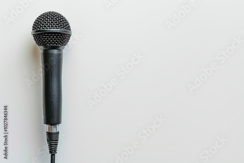 Black Microphone on White Background