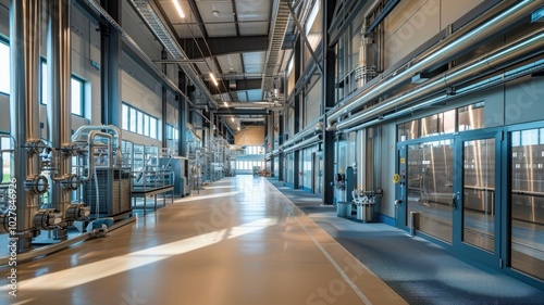 Modern industrial facility interior with advanced equipment and spacious layout for manufacturing