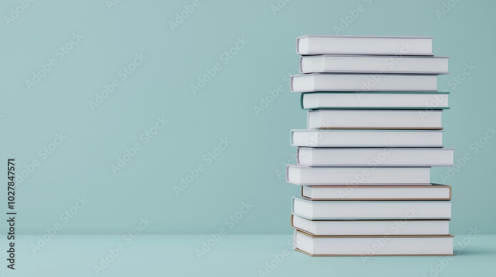 Fototapeta premium Stack of books on a light background