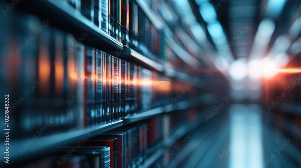A captivating view of a library aisle with shelves filled with books, bathed in dramatic warm lighting, creating a cozy and inviting atmosphere. A captivating view of a library aisle with shelves filled with books, bathed in dramatic warm lighting, creating a cozy and inviting atmosphere.