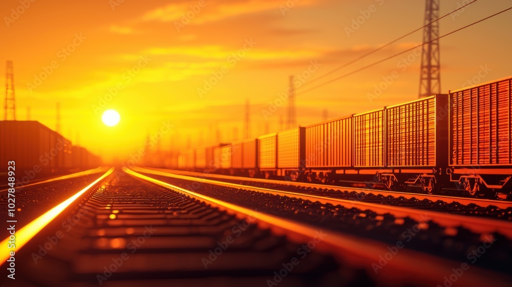 Train tracks under sunset sky Train tracks under sunset sky
