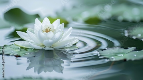 Water Lily Blossom in Tranquil Pond