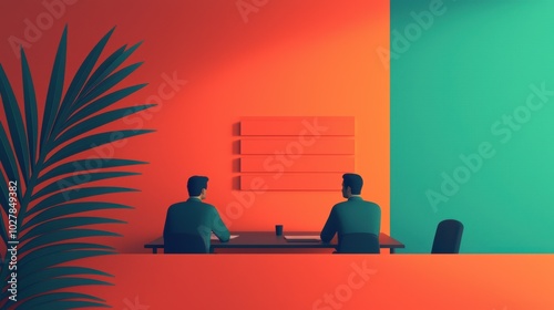 Two professionals in a modern office setting