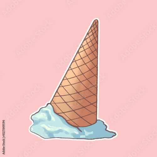 ice cream, melted, fallen, food, drawing