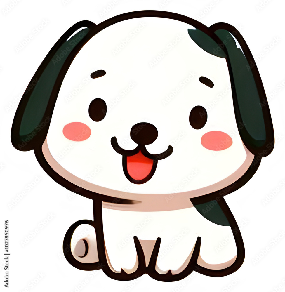 Cute cartoon puppy illustration with happy expression