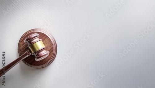 judge s gavel on light background law and justice concept flat lay top view copy space