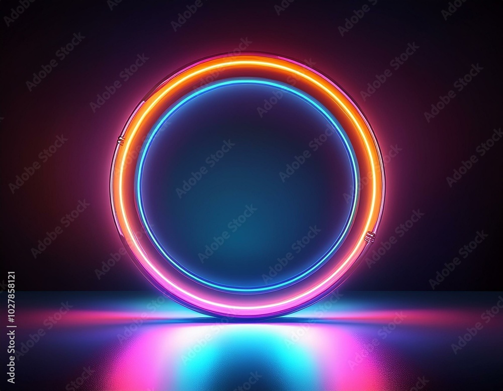 ring shaped neon light on dark background ring shaped neon light on dark background