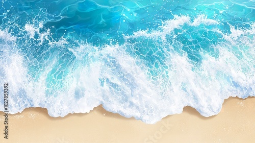 Waves crashing on a sandy beach