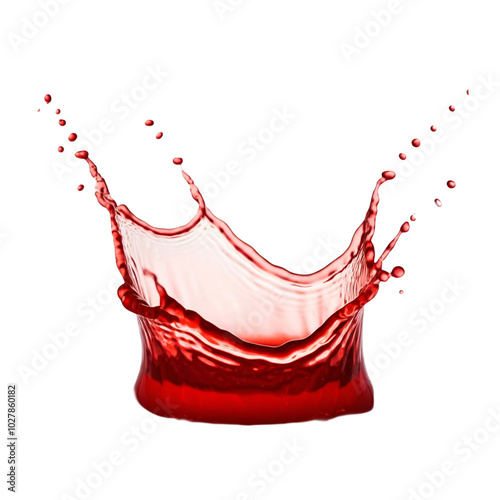 Strawberry, cherry, raspberry or tomato juice splash and drops isolated on transparent background. Realistic vector texture. photo