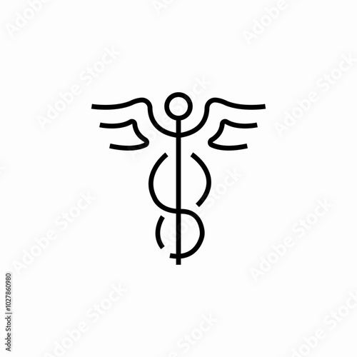 caduceus medical icon sign vector