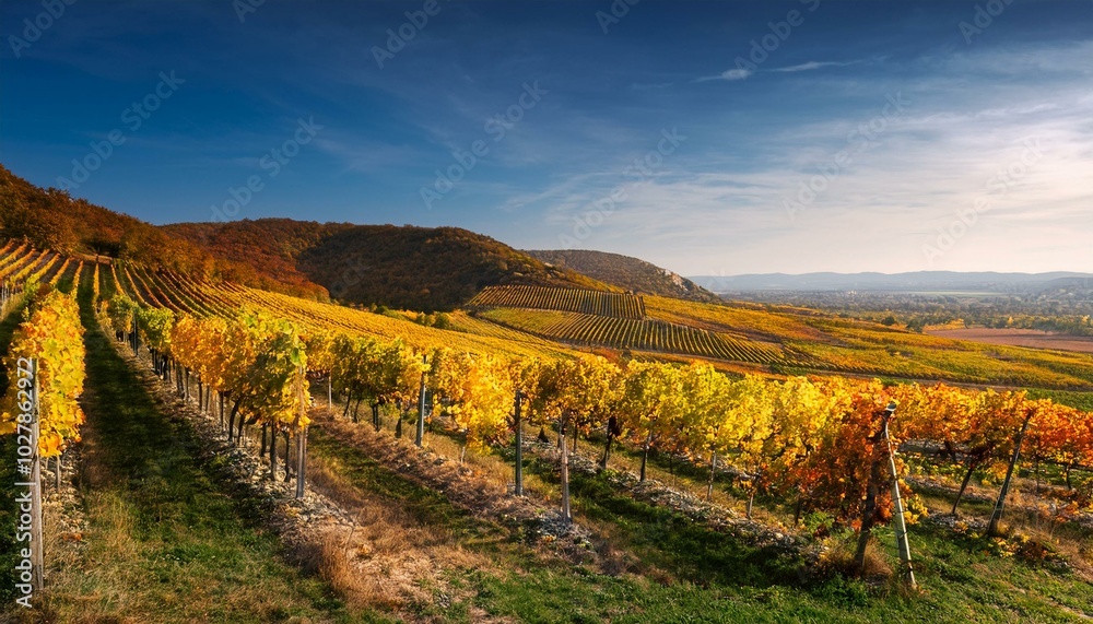Naklejka premium wonderful vineyards at tokaj in autumn