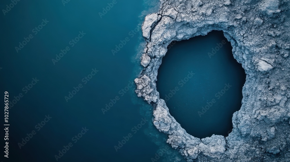 A mysterious dark water hole is surrounded by a textured, cracked surface, creating a contrasting blend of darkness and light, embodying curiosity and depth. A mysterious dark water hole is surrounded by a textured, cracked surface, creating a contrasting blend of darkness and light, embodying curiosity and depth.