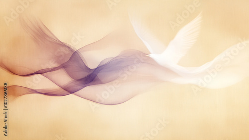 abstract light background with bird in motion