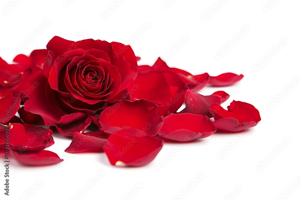 Red rose and petals Red rose and petals