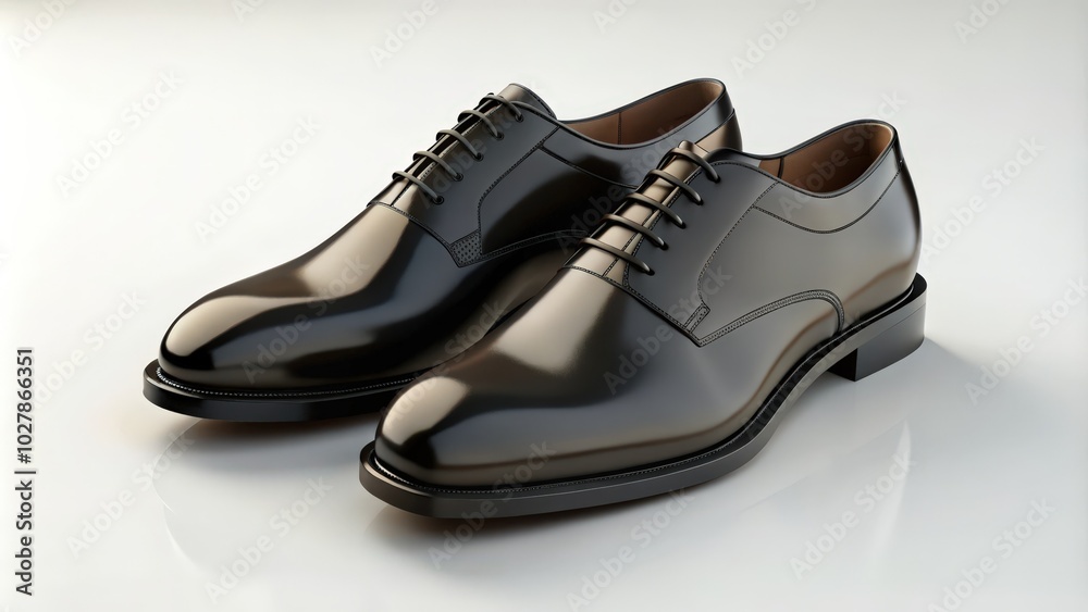 Two Black Leather Oxford Shoes with Laces Two Black Leather Oxford Shoes with Laces