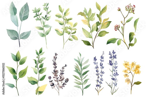 Wallpaper Mural Botanical watercolor illustration  Torontodigital.ca