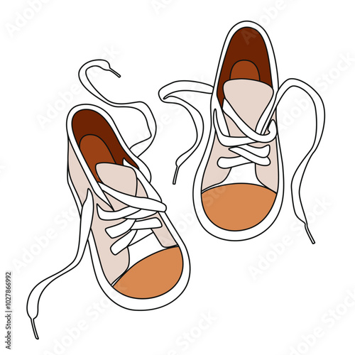 Fashion sneakers vector illustration. Shoes vector flat art isolated. Kids shoe cartoon drawing template.