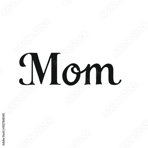 A black text that says Mom with a small heart symbol 