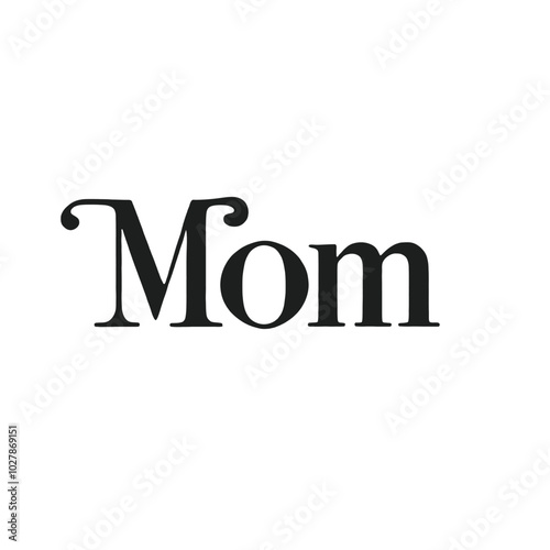 A black text that says Mom with a small heart symbol 